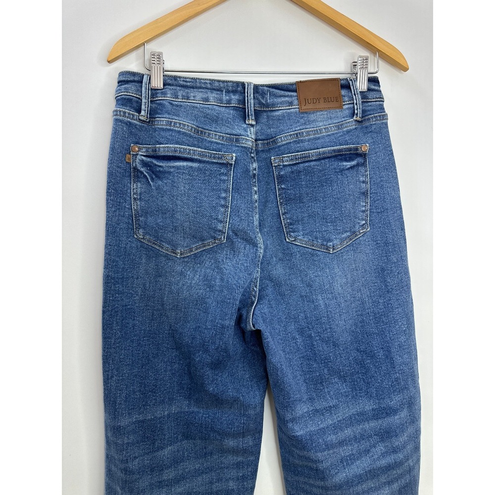Judy Blue Wide Leg High Waist Rigid Magic Destroy Hem Crop Denim Jeans 7 / 28 - Picture 15 of 16